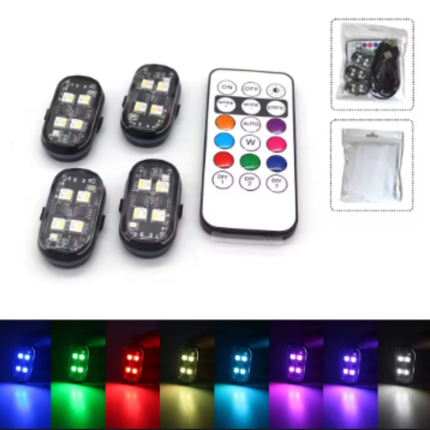 Lumières Stroboscopiques LED Sans Fil – Ambiance & Style pour votre Habitacle